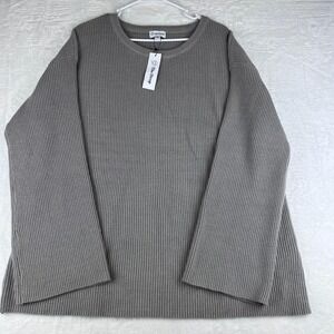 The Drop Women's Ribbed Knit Sweater Gray Crewneck Long Sleeve XXL NWT